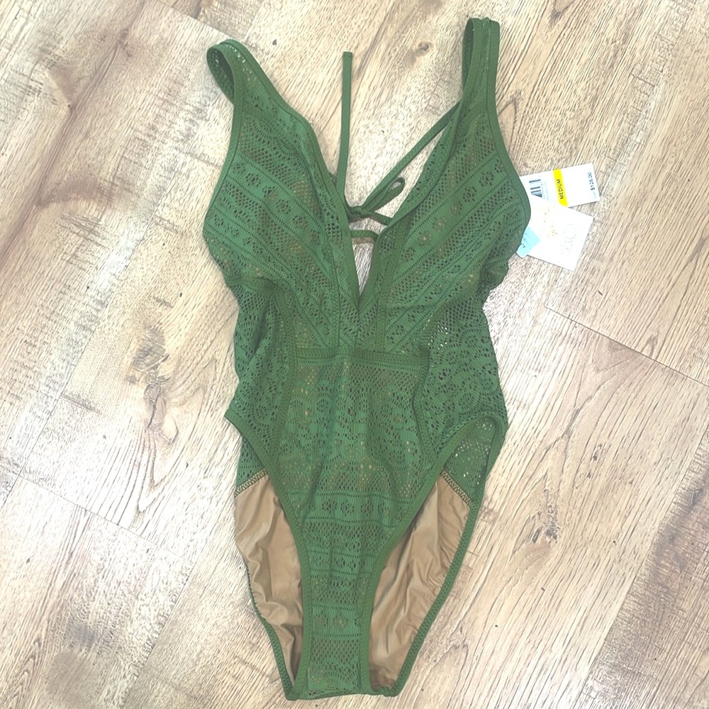 BECCA | Show & Tell Plunge One-Piece Swimsuit | Size: Medium | Green | NWT - Picture 4 of 7